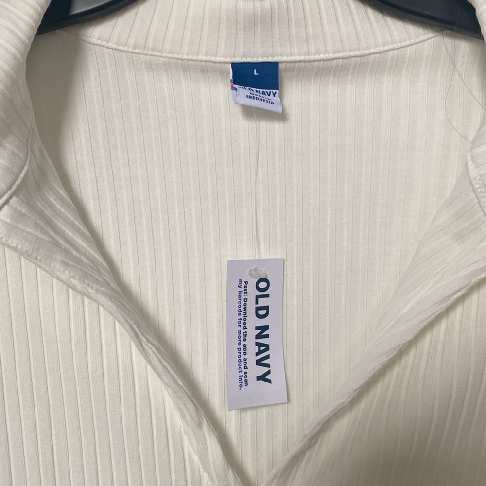 NWT Old Navy Ivory Ribbed Button Down Long Sleeve Shirt - Picture 2 of 6